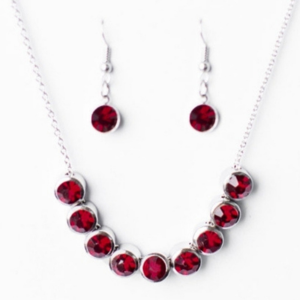 Necklace & Earrings - City Skyline Red Gem